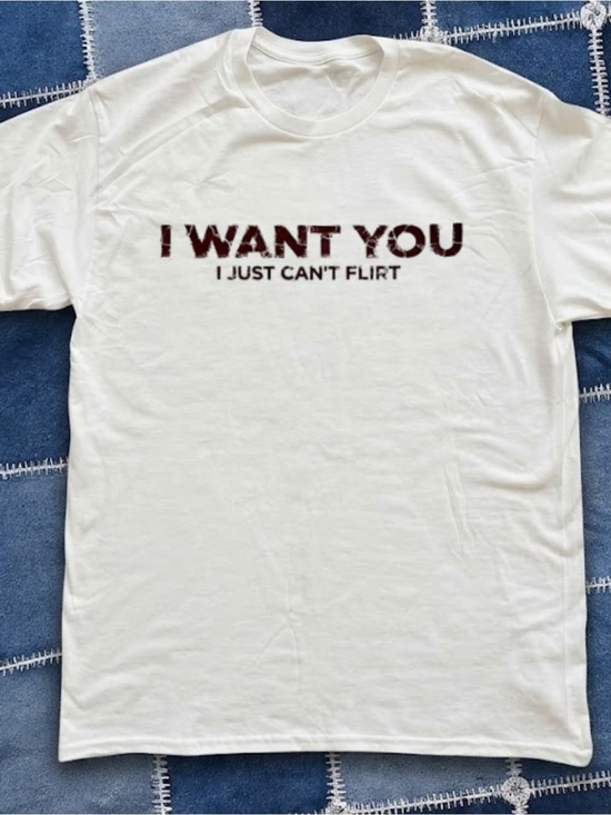 Gildan Other - Gildan White Tee with Dark Red "I WANT YOU" Graphic